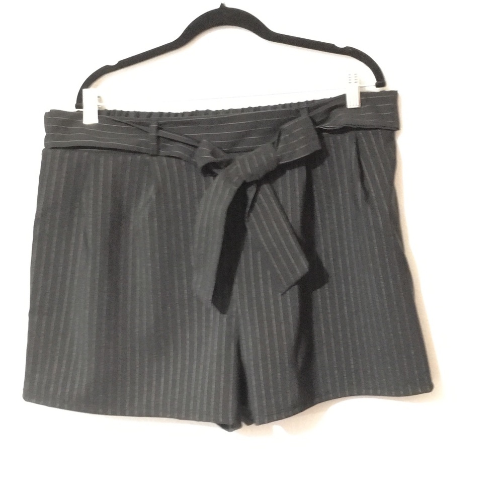 Black pin stripe trouser shorts